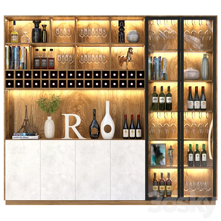 Wardrobe – bar with alcohol. Wine 3DS Max Model