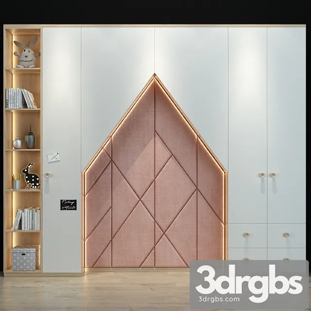 Wardrobe Cabinet with headboard 188 3dsmax Download