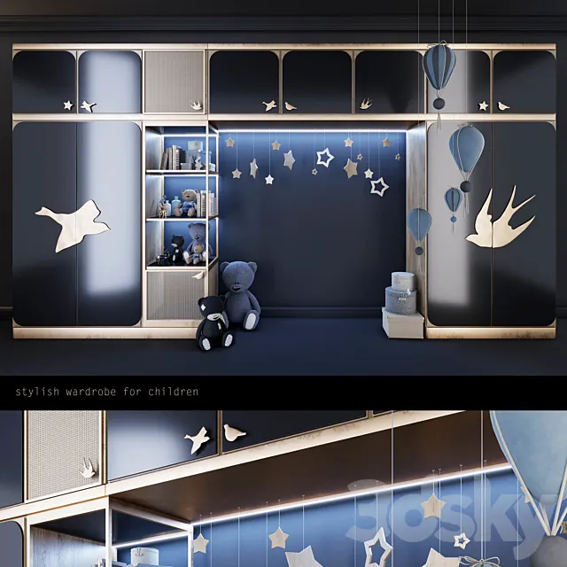 Wardrobe for kids room (2) 3dsMax Model