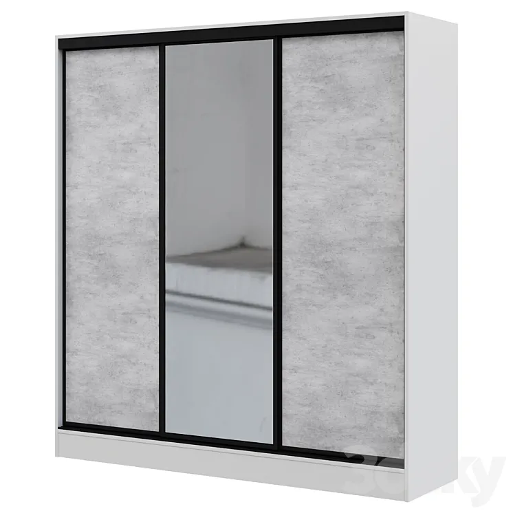 Wardrobe Sliding wardrobe 3-door Loft 210×230 cm 3DS Max