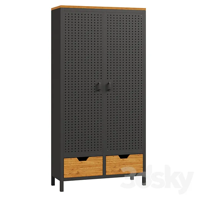 Wardrobe with 2 doors made of metal and oak AGAMA 3ds Max