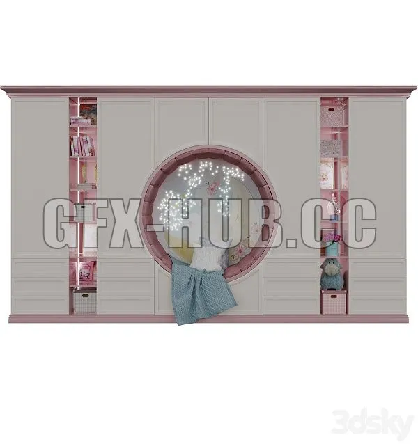 Wardrobe With a Seat For a Children & 39 S Room 3dsMax Model