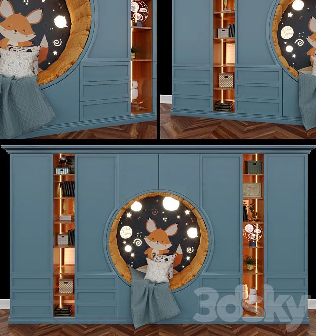 Wardrobe with a seat for a childrens room 3ds Max