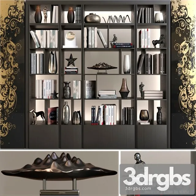 Wardrobe with decor books and figurines 2 3dsmax Download