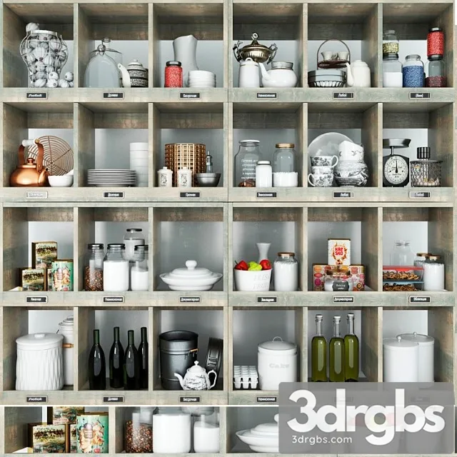 Wardrobe with decor for the kitchen and kitchen utensils 3dsmax Download
