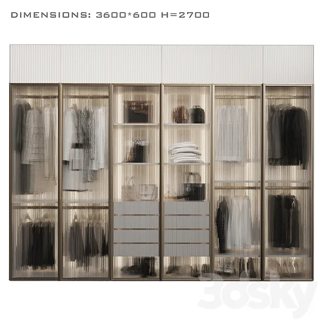 Wardrobe with glass doors_3 3DS Max Model