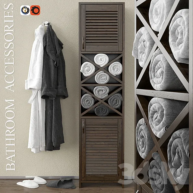 Wardrobe with towels and bathrobes 3DSMax File