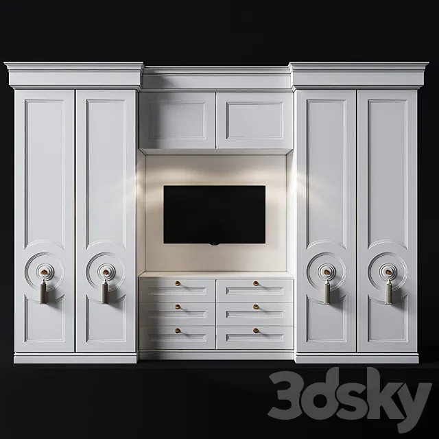 Wardrobe with TV area in the bedroom 3DS Max Model