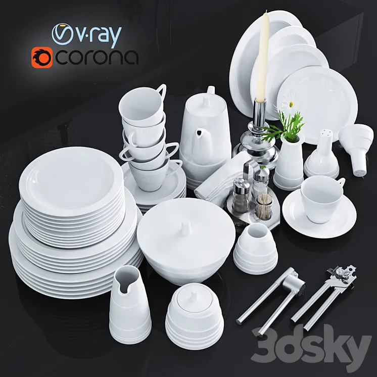 Ware and accessories for kitchen restaurant 3DS Max