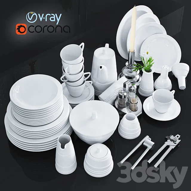 Ware and accessories for kitchen. restaurant 3DSMax File