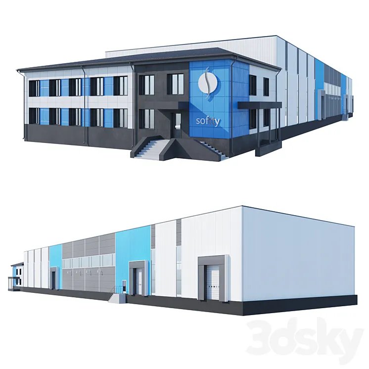 Warehouse with attached office 3DS Max