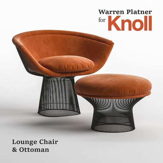 Warren Platner Lounge Chair & Ottoman for Knoll 3dsMax Model