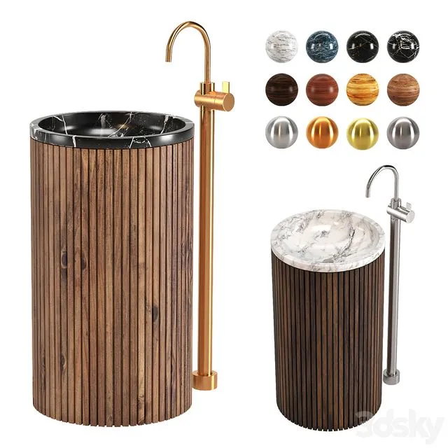 Wash Basin Set 02 3dsMax Model