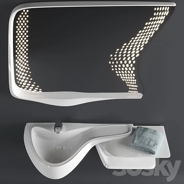 Washbasin and mirror VITAE by ZAHA HADID 3ds Max