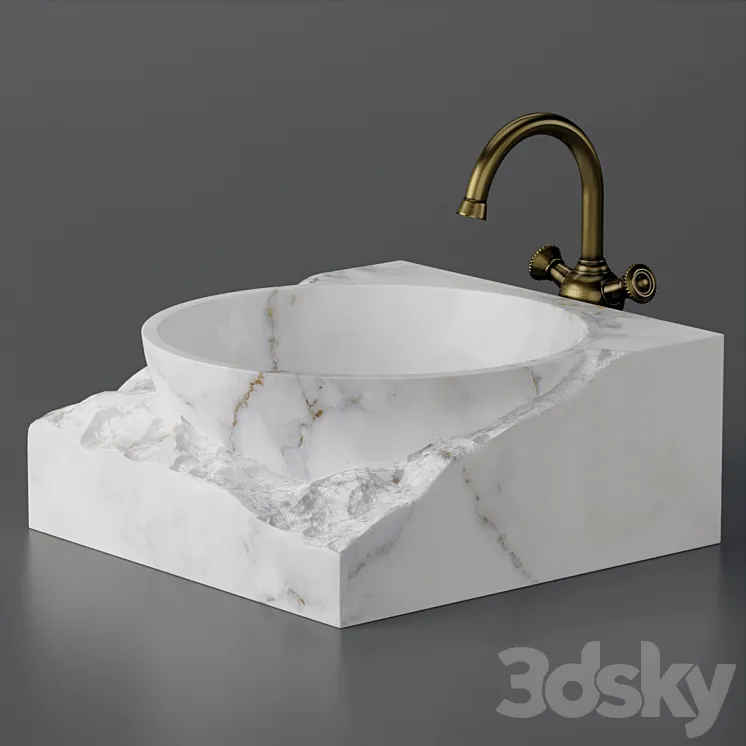 Washbasin bowl made of marble 3DS Max