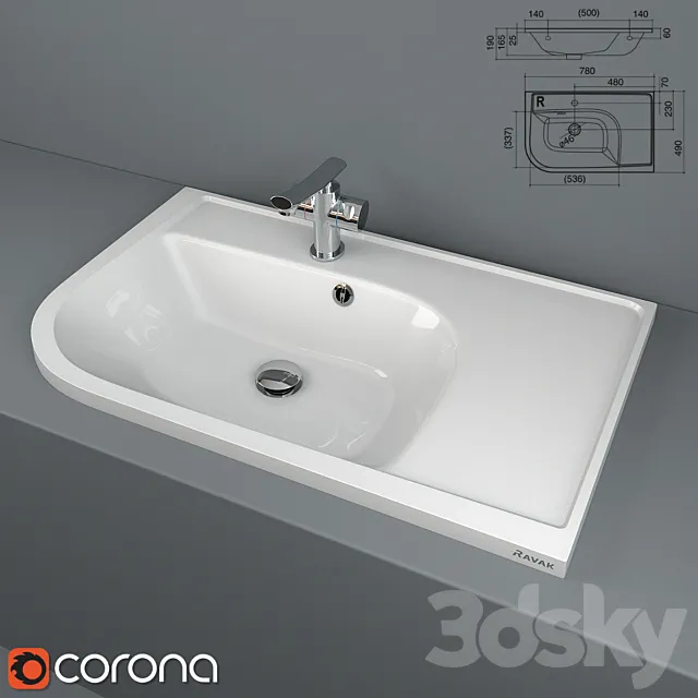 Washbasin Ravak Praktik U 3DSMax File