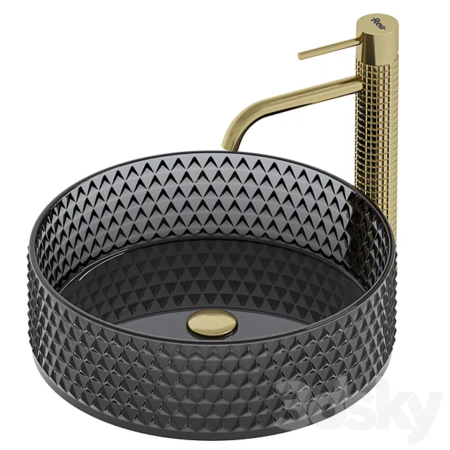 Washbasin Rea Cristal Black REA-U9671 with tap Gusto one 3DS Max Model