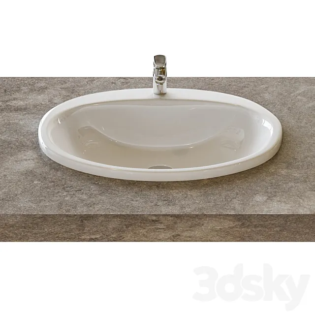 Washbasin Roca Rodeo 52x41cm recessed top 327866000 3DS Max Model