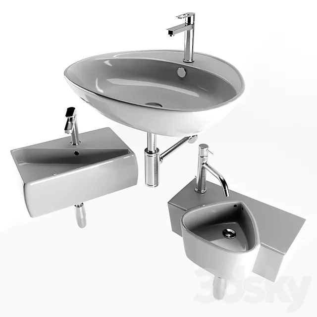 Washbasin set 12 3ds Max