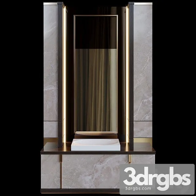 Washbasin with illuminated mirror