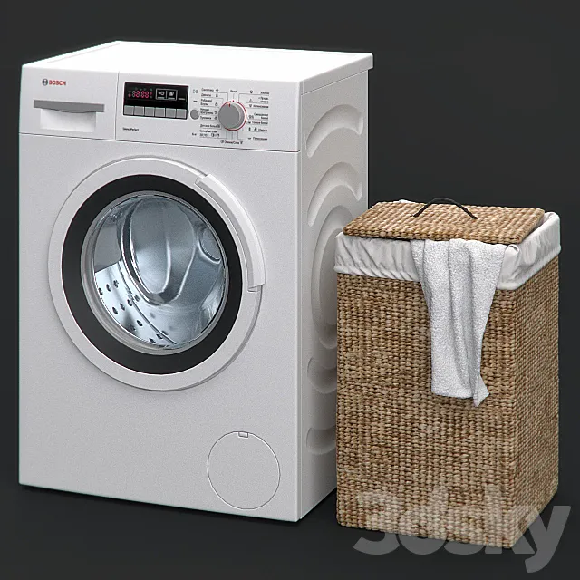 Washing machine and laundry basket 3ds Max