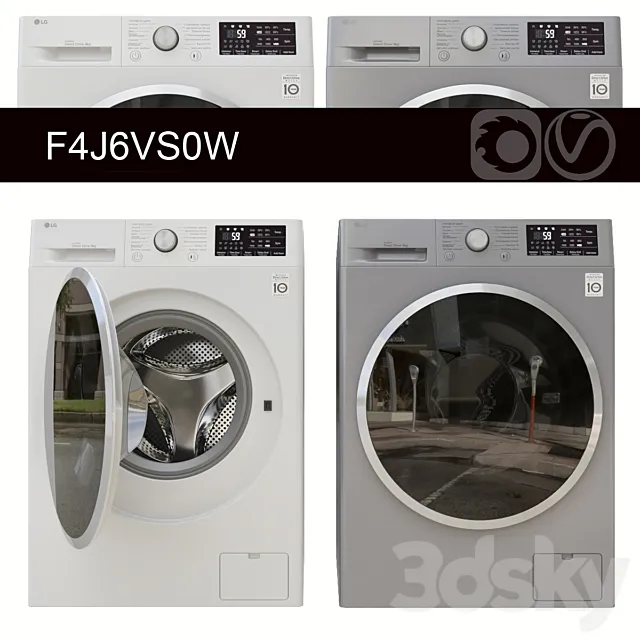 Washing Machine LG F4J6VS0W 3DS Max Model