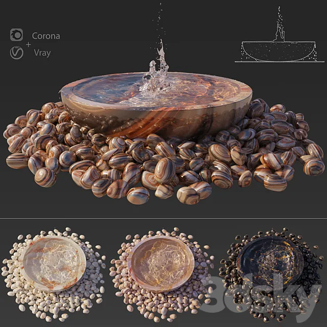 Water Bowl Fountain 1 3DSMax File