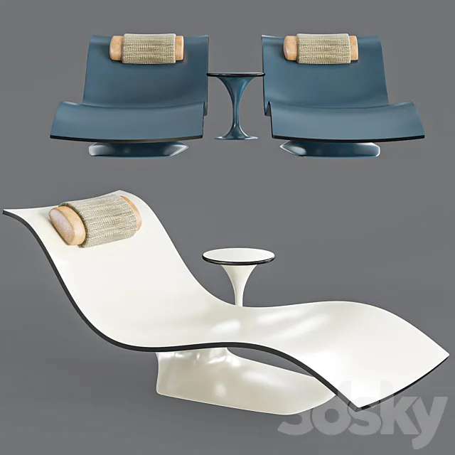 water pool lounge chair and table 3DSMax File