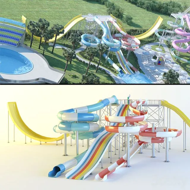 Water Slides 3dsMax Model