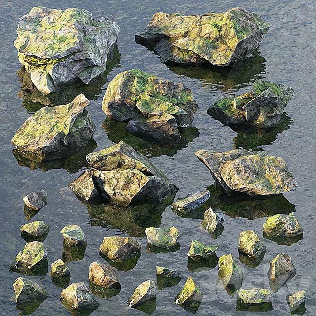 Water stones 3ds Max