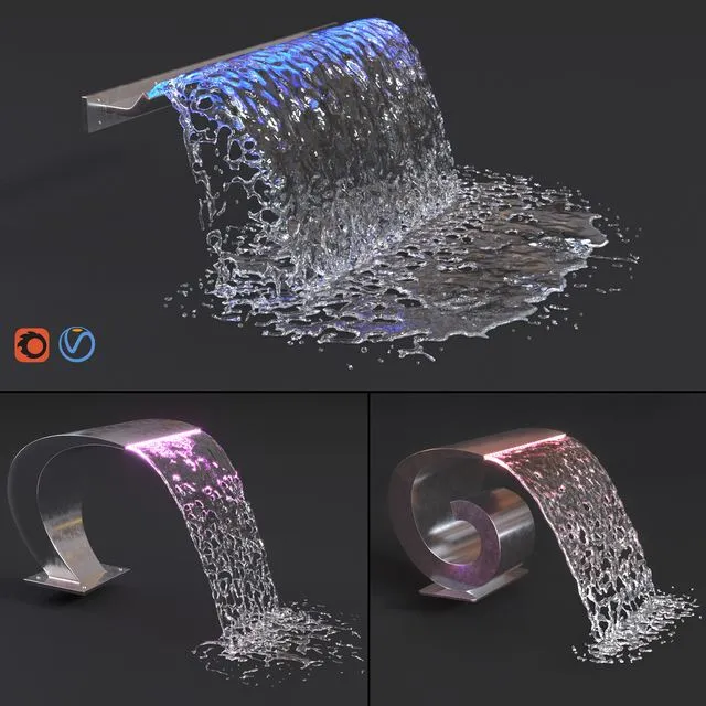Waterfall Cobra & Snail & wide Cascade 3dsMax Model