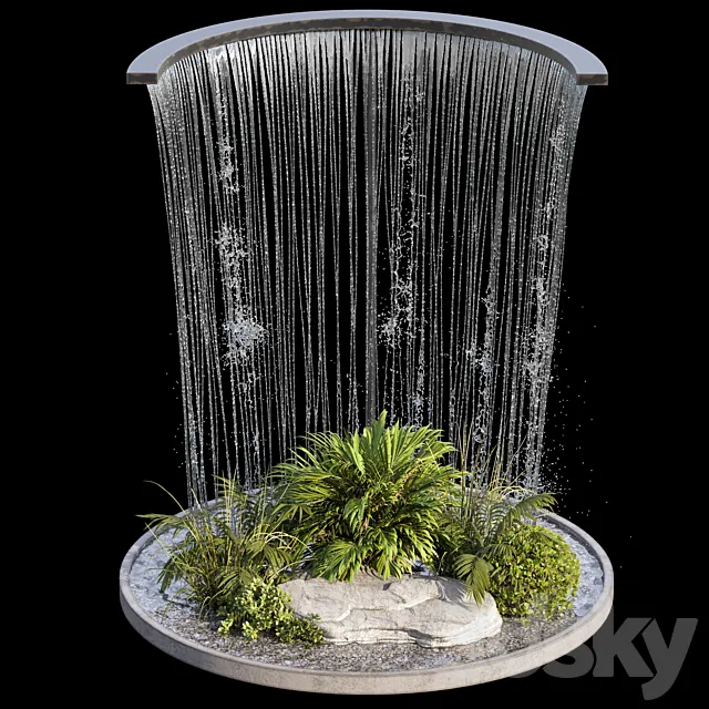 Waterfall fountains and plant 07 3DS Max Model