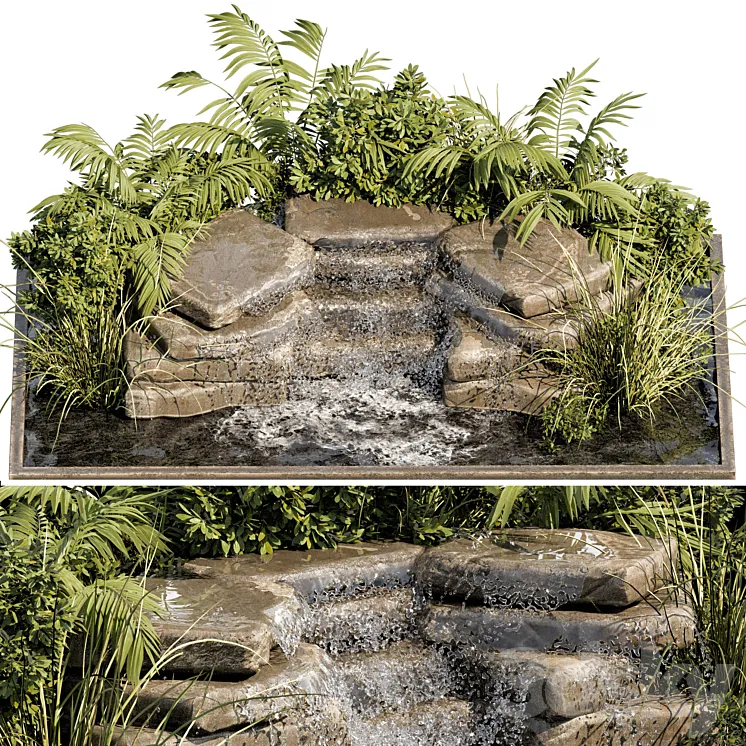Waterfall fountains cascade 11 3DS Max