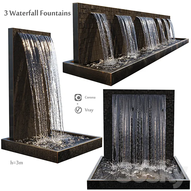 Waterfall fountains cascade 3DSMax File