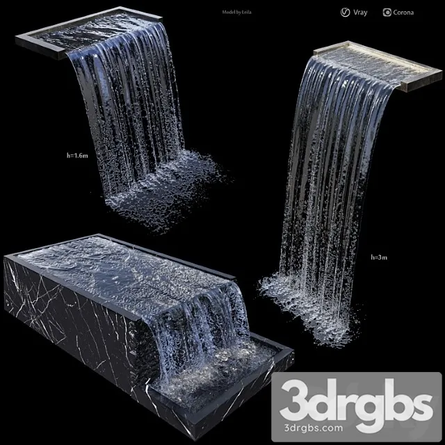 Waterfall fountains cascade water features 3dsmax Download
