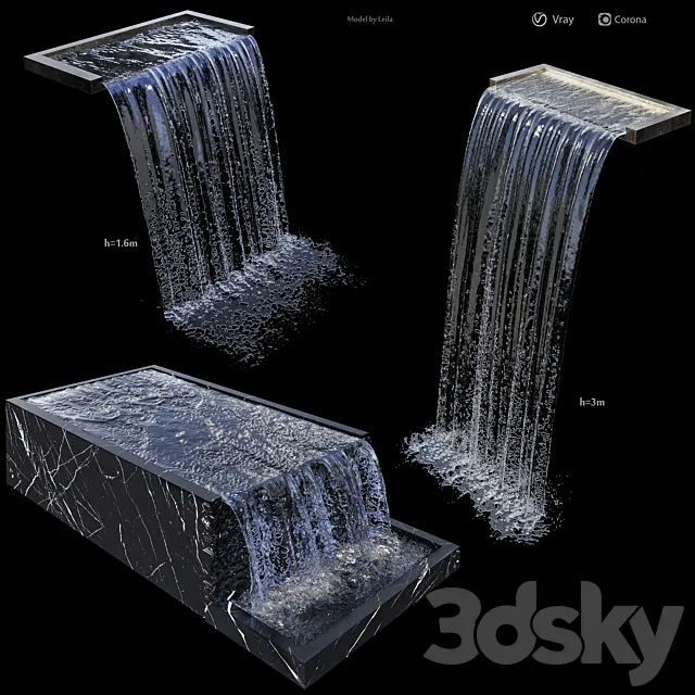 Waterfall fountains cascade Water Features 3DSMax File