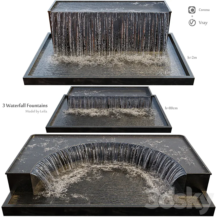 Waterfall fountains grand cascade 3DS Max