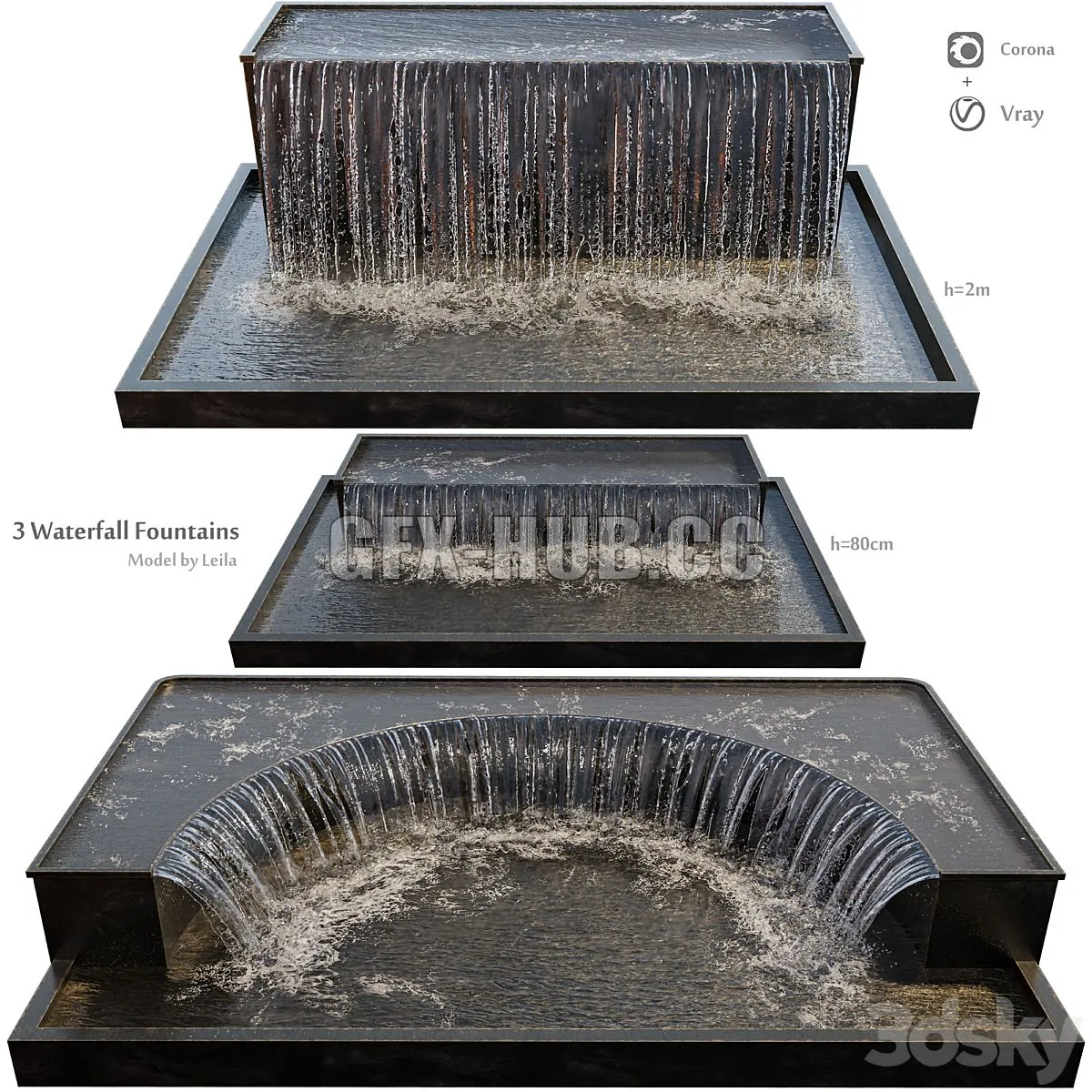 Waterfall fountains grand cascade 3dsMax Model