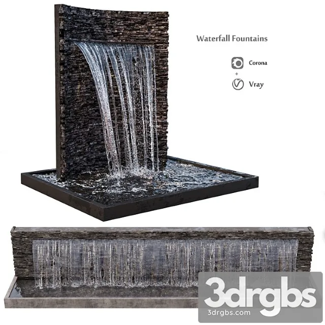 Waterfall fountains rock panel 3dsmax Download