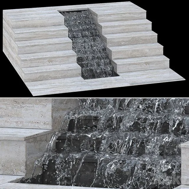 Waterfall fountains stairs_007 3dsMax Model