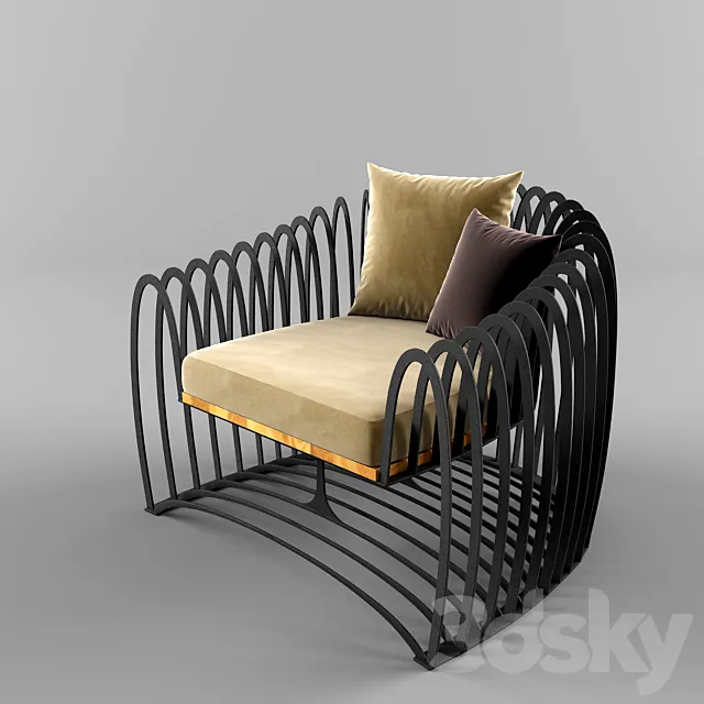 Wave armchair 3ds Max