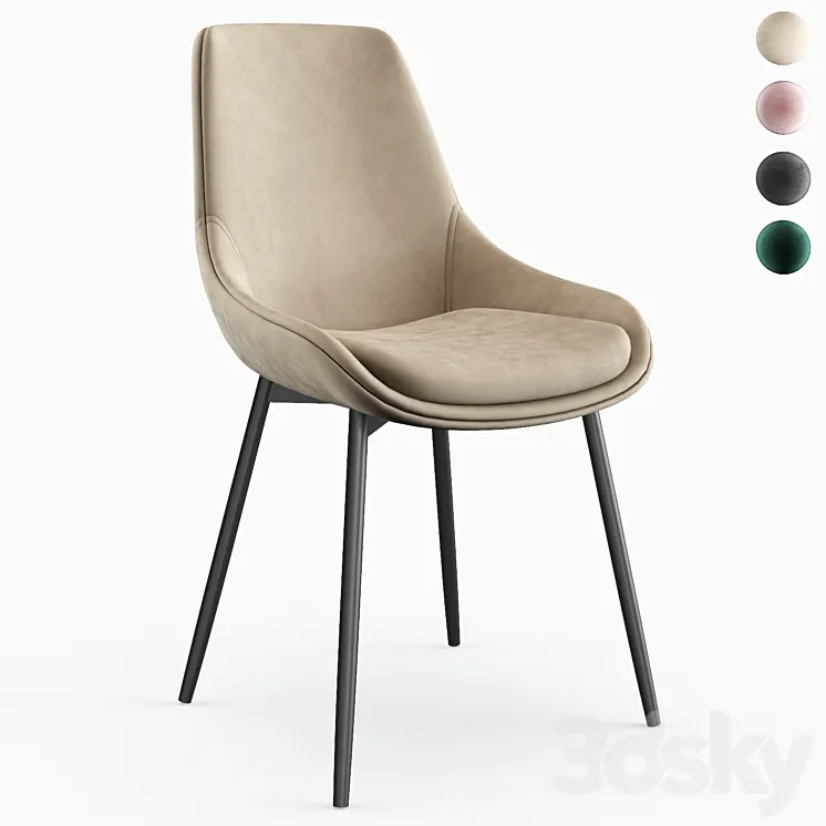 Wayfair Coen Velvet Side Chair by Gold Flamingo 3DS Max Model