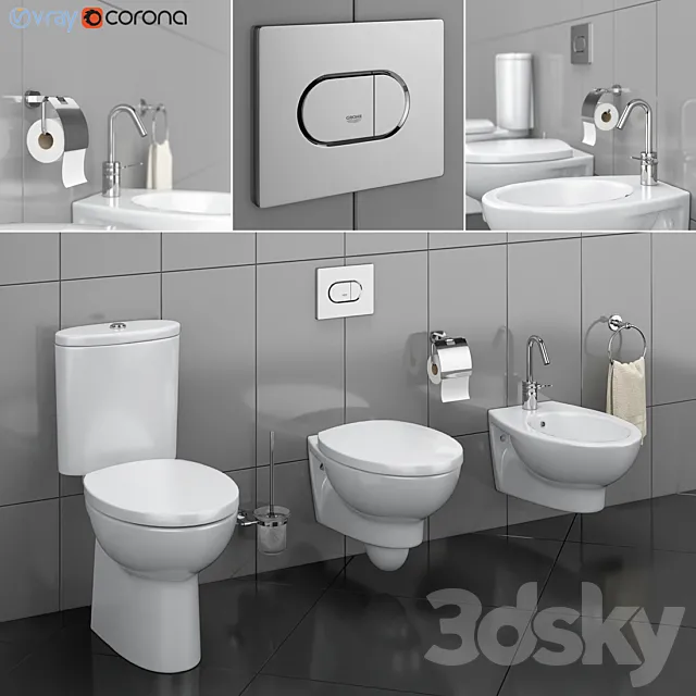 WC and bidet Hatria | Erika Pro 3DS Max Model