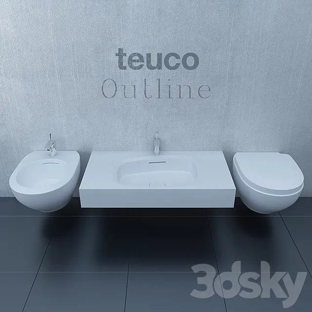 WC bidet and washbasin Teuco Outline 3ds Max