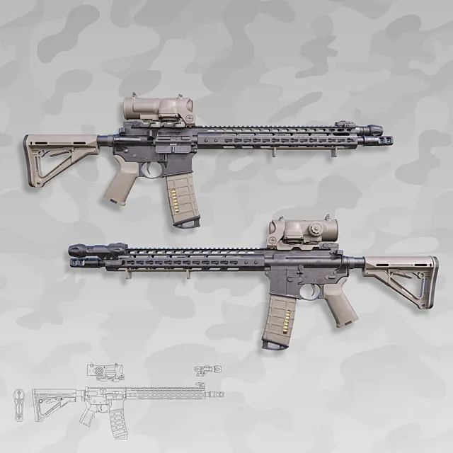 Weapon Custom AR-15 3ds Max