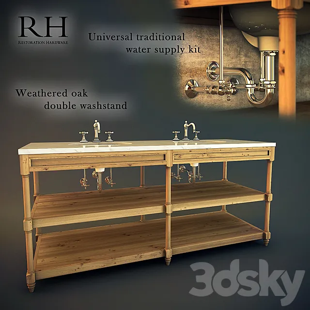 Weathered Oak Double A Washstand 3ds Max