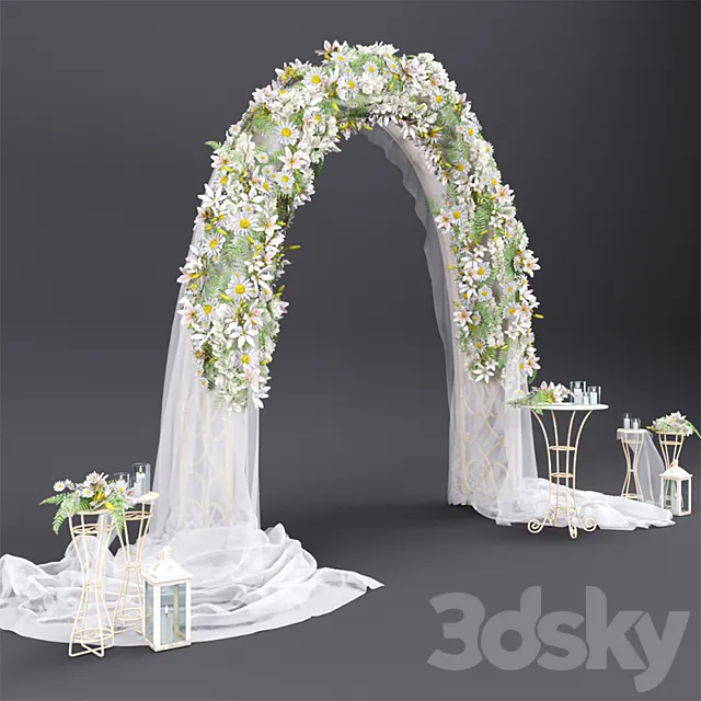 Wedding arch with flowers  3ds Max