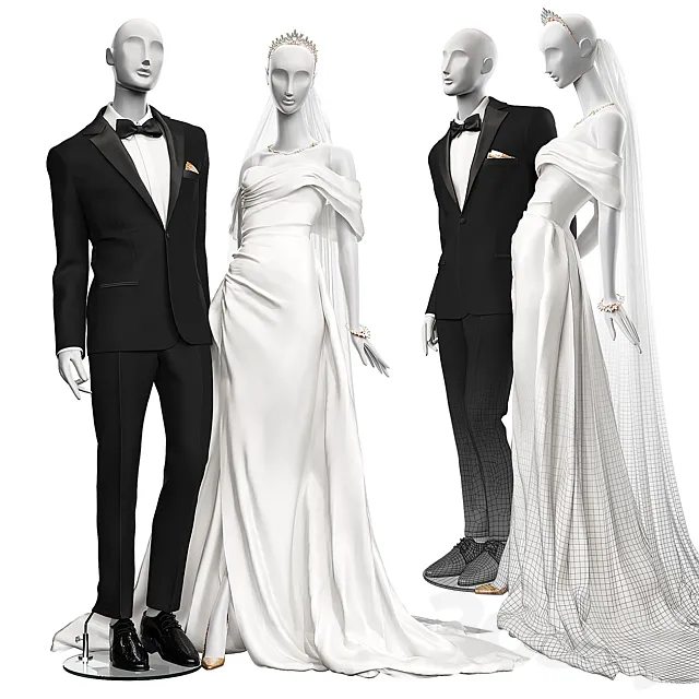 Wedding clothes on mannequins 001 3DS Max Model