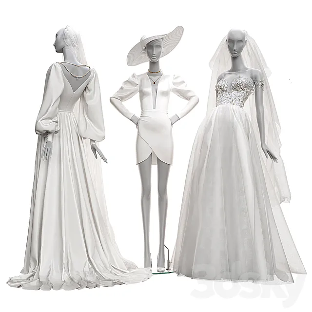 Wedding clothes on mannequins 002 3DS Max Model