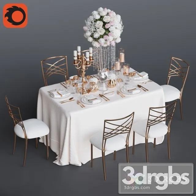 Wedding Table 6 Persons 3 3dsmax Download